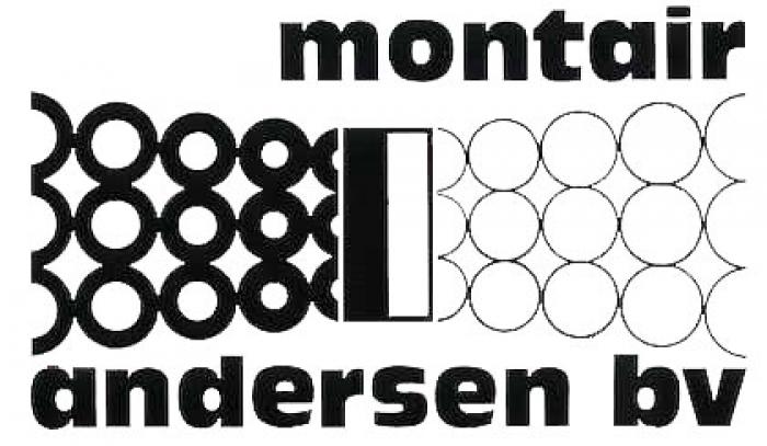 Het oude logo van Montair Andersen met zwarte ringen in verschillende diktes voor een witte achtergrond