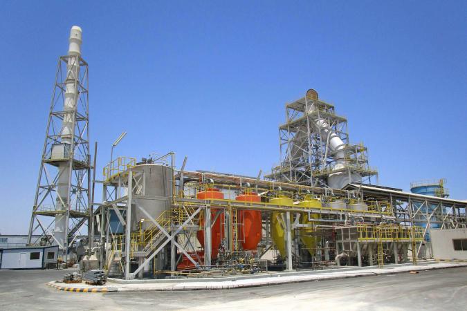 Rear view of an industrial air purification plant in Saudi Arabia