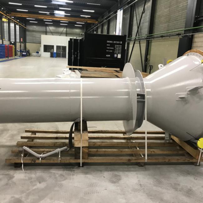 Coated quench in horizontal position ready for transport